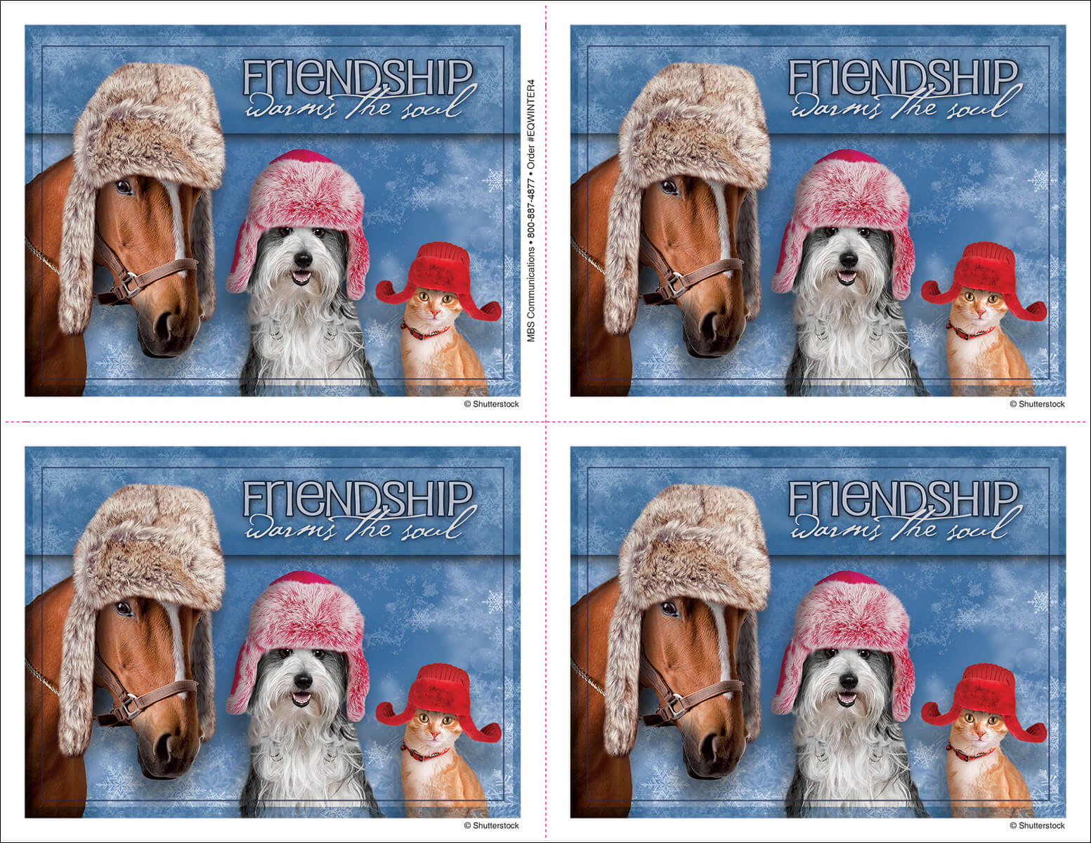Equine Winter Postcard 4UP
