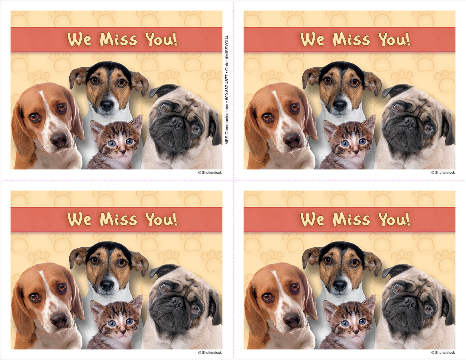 Miss You Postcard 4UP