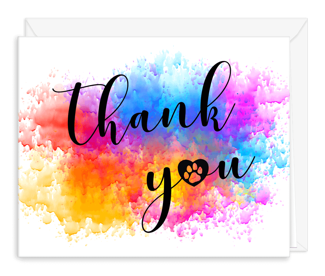 thank you card pawprint