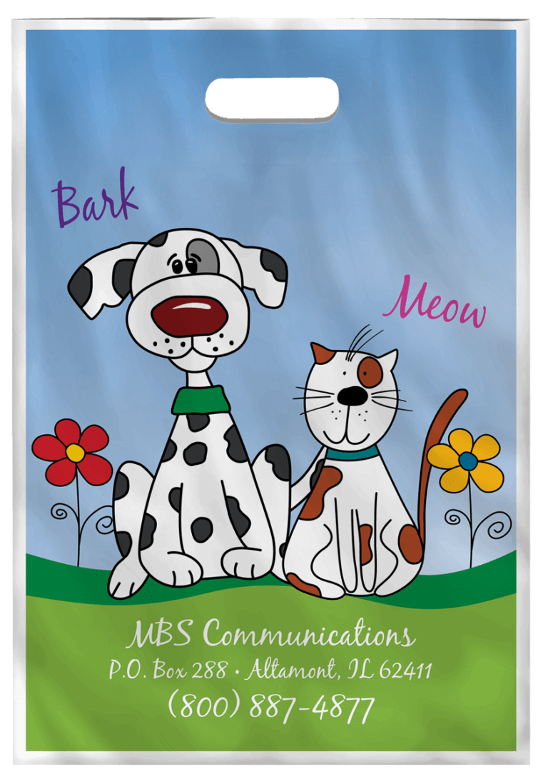 PetThemed Plastic Bags (SCOLORBAG5) Order 7 1/2 x 9 Custom Plastic Bags for Veterinarians