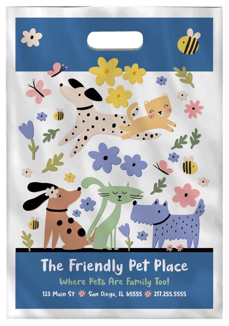 PetThemed Plastic Bags (SCOLORBAG187) Order 7 1/2 x 9 Custom Plastic Bags for Groomers