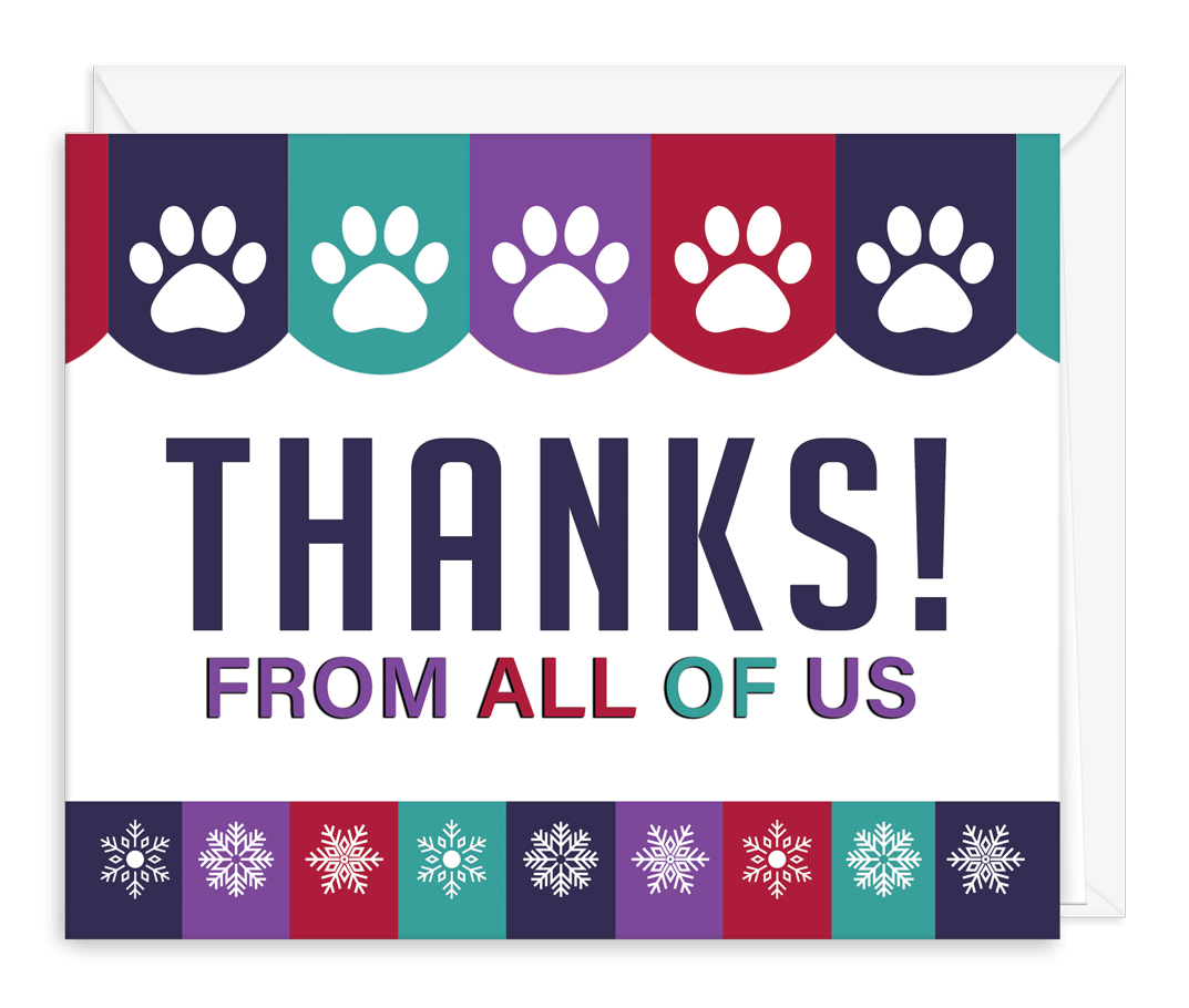 thank you card pawprints