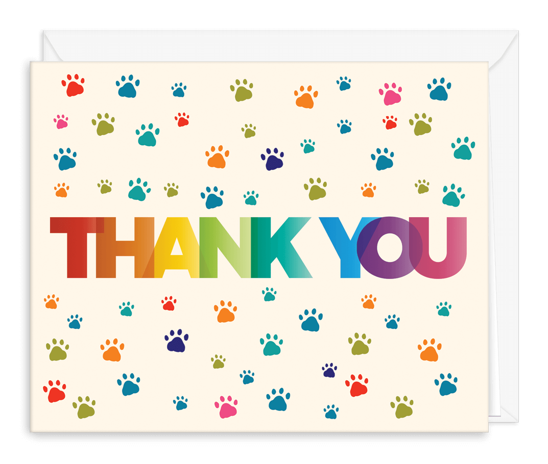 thank you card pawprints
