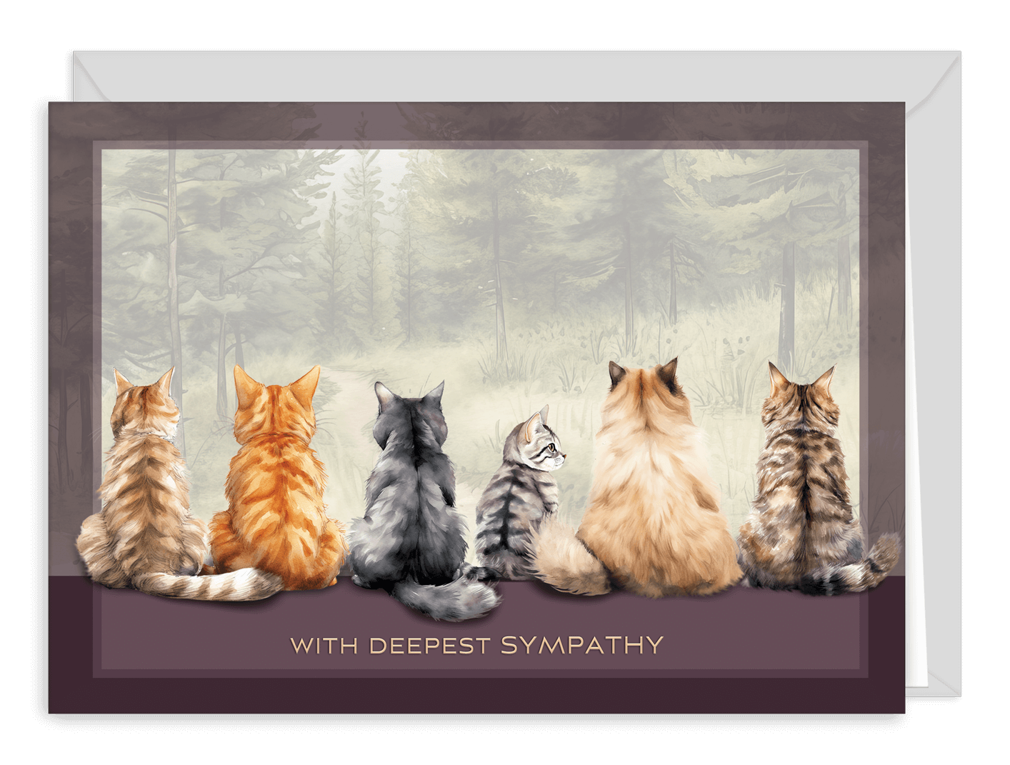 Cat Sympathy Cards (SYMCATWOODS) Purchase Cat Sympathy Cards for